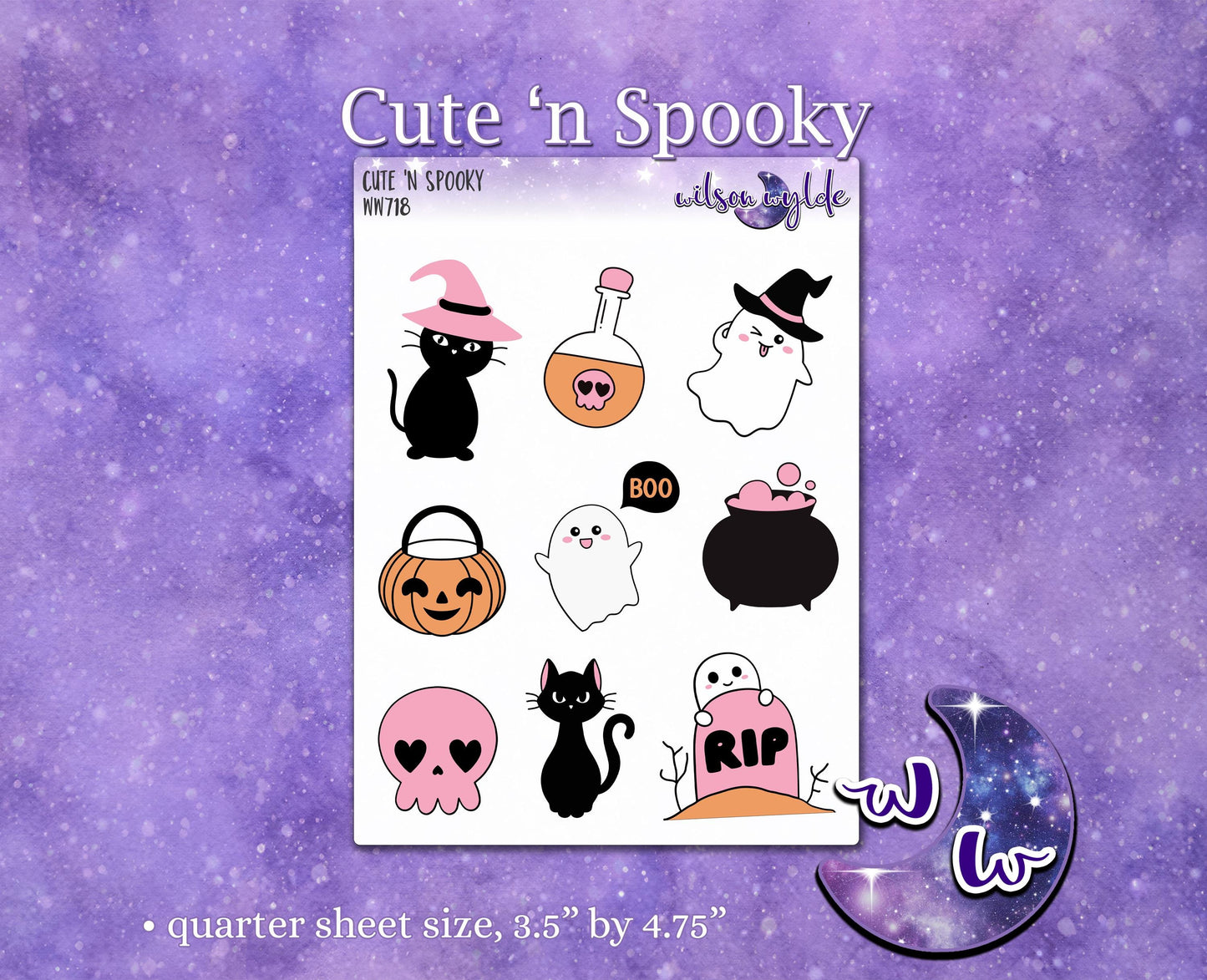 Cute 'n Spooky deco planner stickers, WW718