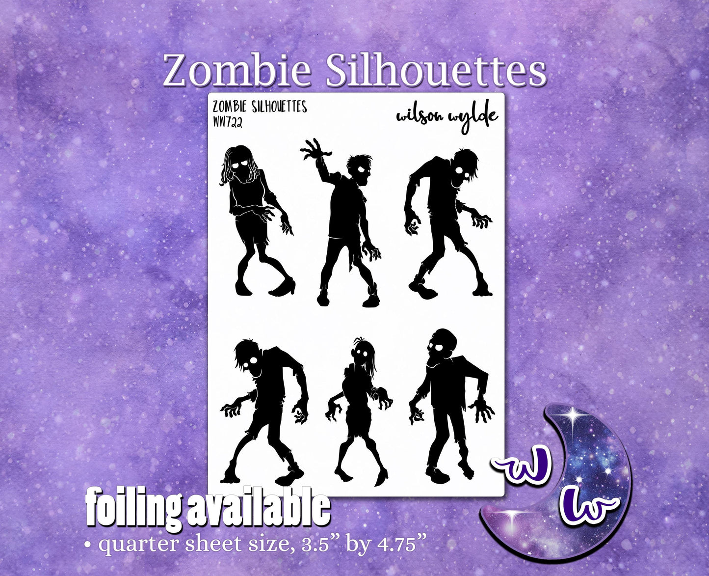 Zombie Silhouettes deco planner stickers, WW724