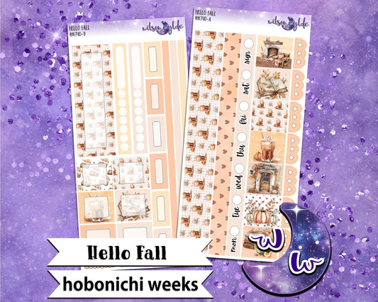 Hello Fall weekly sticker kit, HOBONICHI WEEKS format, a la carte and bundle options. WW740