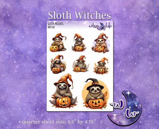 Sloth Witches deco planner stickers, WW736