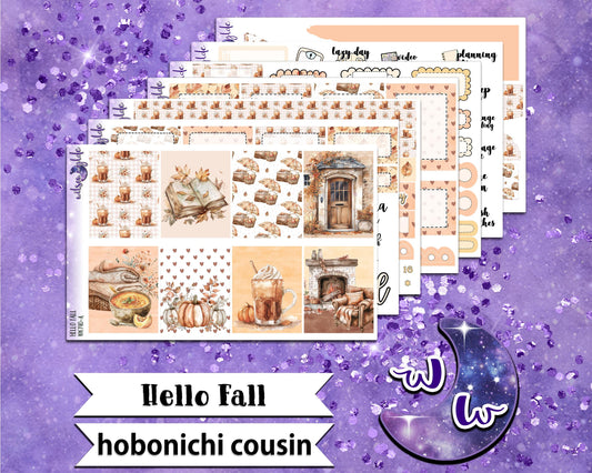 Hello Fall full weekly sticker kit, HOBONICHI COUSIN format, a la carte and bundle options. WW740