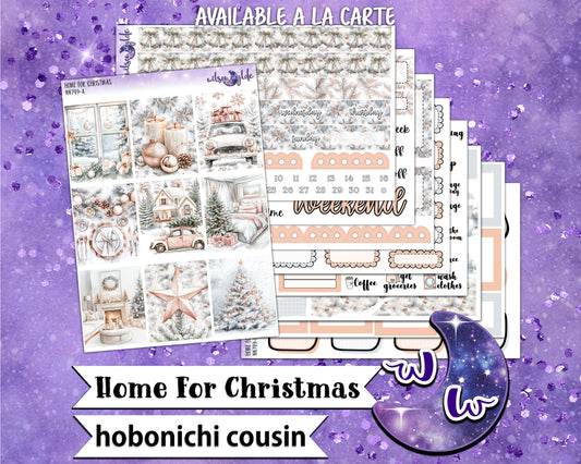 Home For Christmas weekly sticker kit, HOBONICHI COUSIN format, a la carte and bundle options. WW749