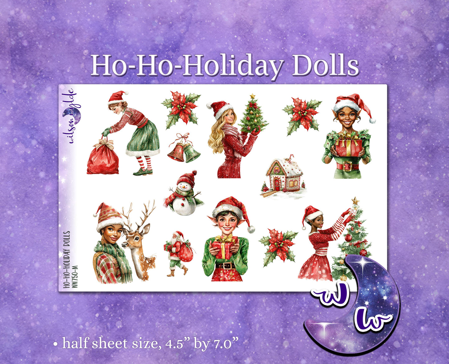 Ho-Ho-Holiday Dolls deco planner stickers, WW750