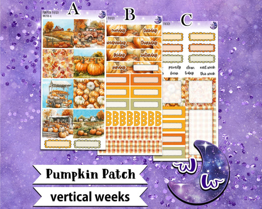 Pumpkin Patch weekly sticker kit, VERTICAL WEEKS format, Print Pression weeks, a la carte and bundle options. WW741