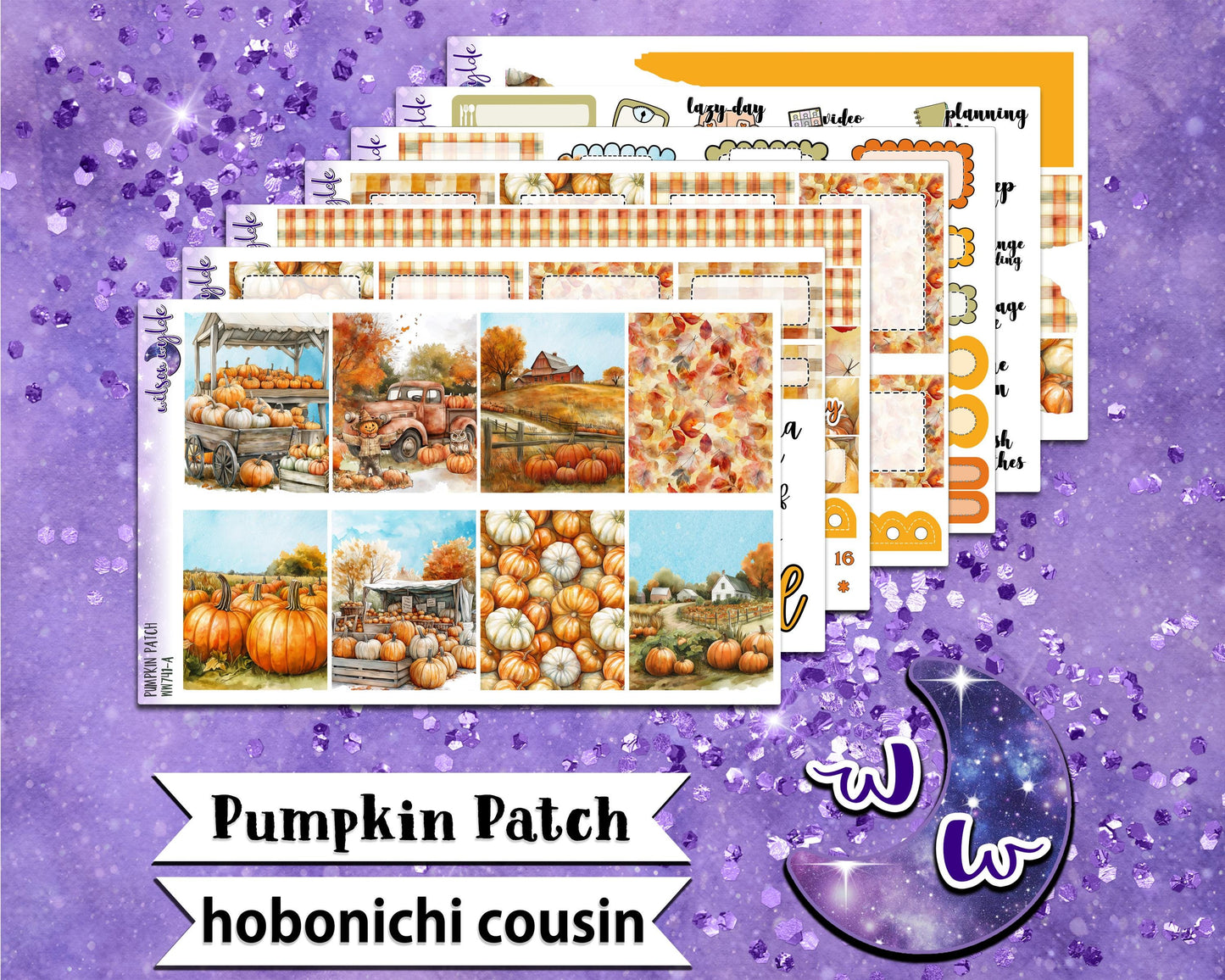 Pumpkin Patch full weekly sticker kit, HOBONICHI COUSIN format, a la carte and bundle options. WW741