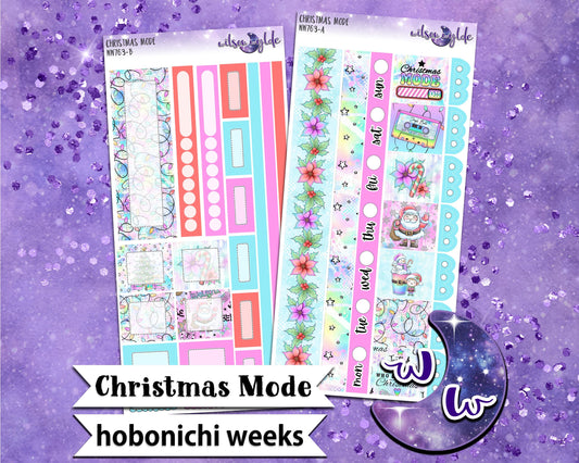 Christmas Mode weekly sticker kit, HOBONICHI WEEKS format, a la carte and bundle options. WW763