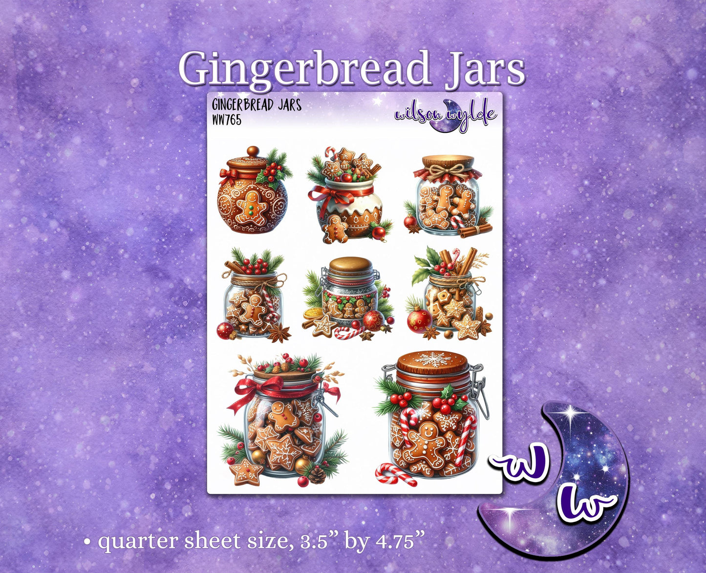 Gingerbread Jars, Christmas deco planner stickers, WW765