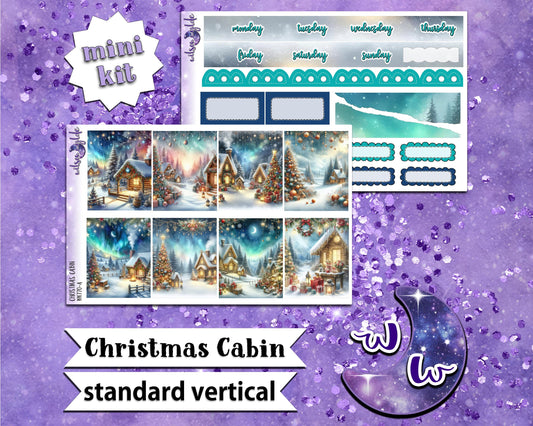 Christmas Cabin mini weekly sticker kit, STANDARD VERTICAL format, a la carte and bundle options. WW770