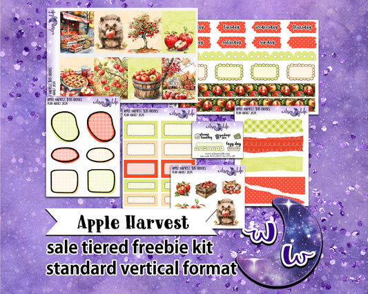 Apple Harvest, tiered freebie kit, standard vertical format. 7 planner sticker sheets, includes deco, full and appointment boxes.