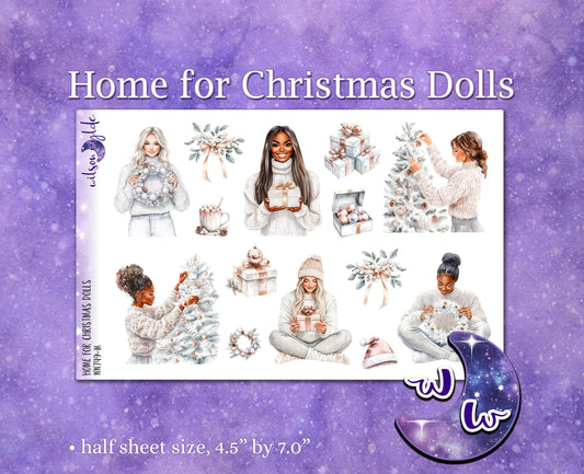 Home for Christmas Dolls deco planner stickers, WW749