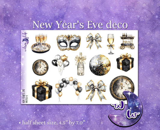 New Year's Eve deco planner stickers, WW775