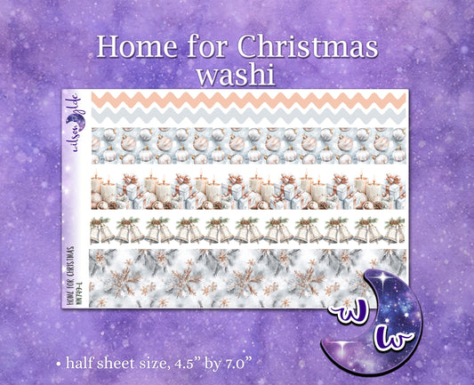 Home for Christmas washi planner stickers, WW749