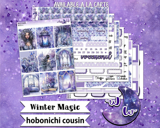 Winter Magic weekly sticker kit, HOBONICHI COUSIN format, a la carte and bundle options. WW776