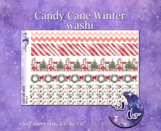 Candy Cane Winter washi planner stickers, WW772