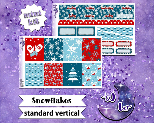 Snowflakes mini weekly sticker kit, STANDARD VERTICAL format, a la carte and bundle options. WW773