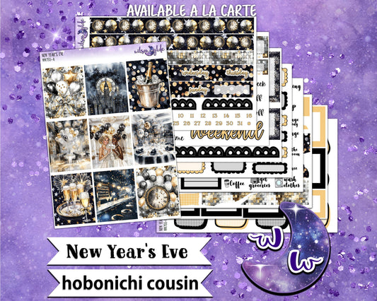 New Year's Eve weekly sticker kit, HOBONICHI COUSIN format, a la carte and bundle options. WW775