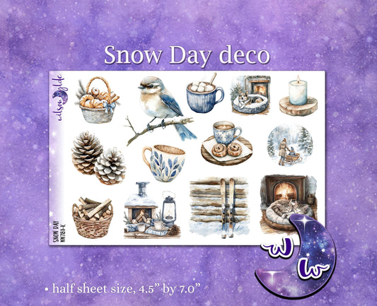 Snow Day deco planner stickers, WW781