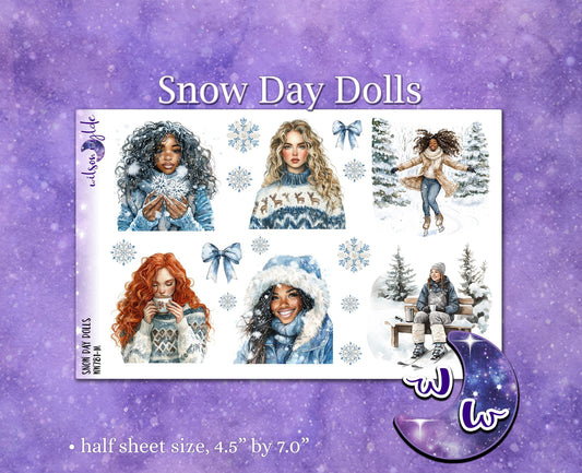 Snow Day Dolls deco planner stickers, WW781