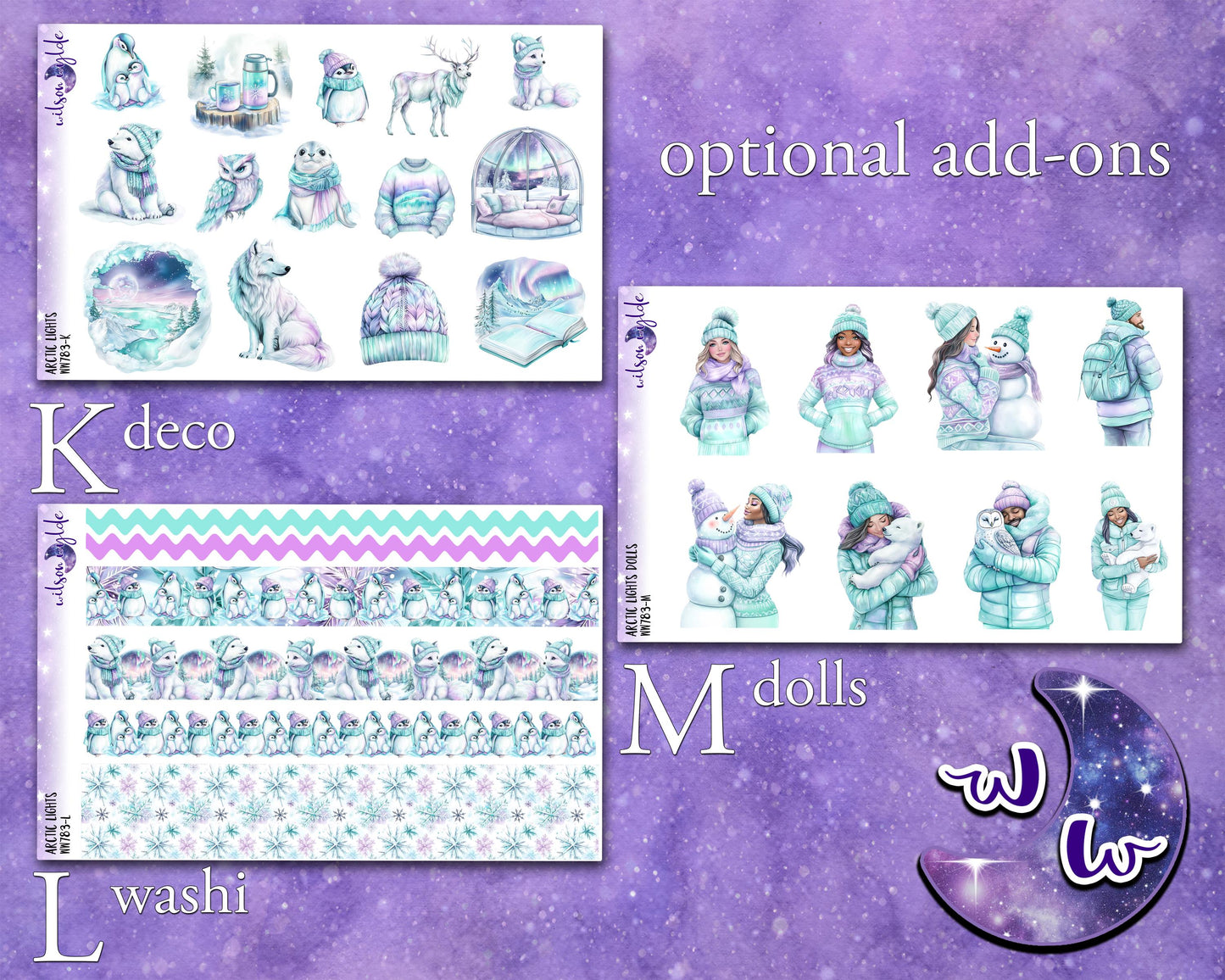 Arctic Lights weekly sticker kit, STANDARD VERTICAL format, a la carte and bundle options. WW783