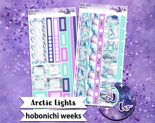 Arctic Lights weekly sticker kit, HOBONICHI WEEKS format, a la carte and bundle options. WW783