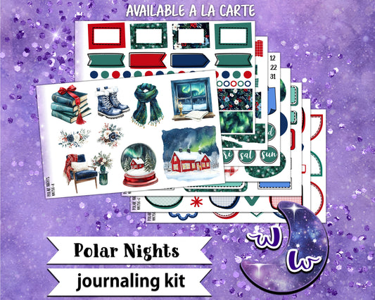 Polar Nights journaling sticker kit, northern lights, a la carte and bundle options. WW756