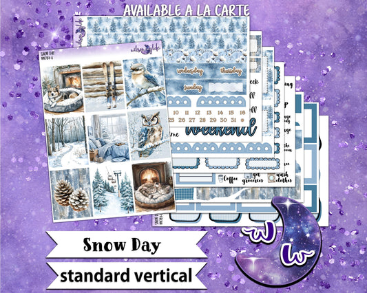 Snow Day weekly sticker kit, STANDARD VERTICAL format, a la carte and bundle options. WW781