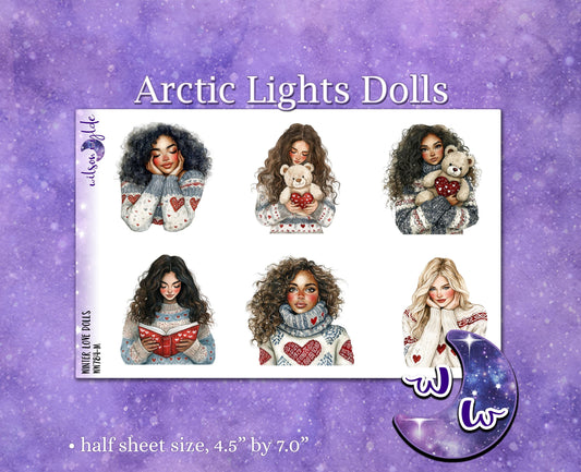 Winter Love Dolls deco planner stickers, WW784