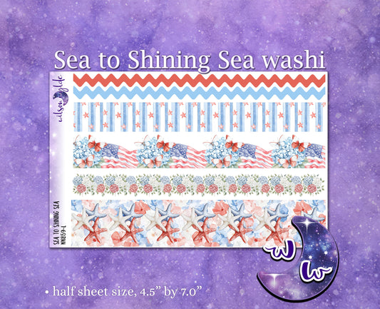 Sea to Shining Sea washi planner deco stickers, Patriotic Memorial Independence Day July WW859