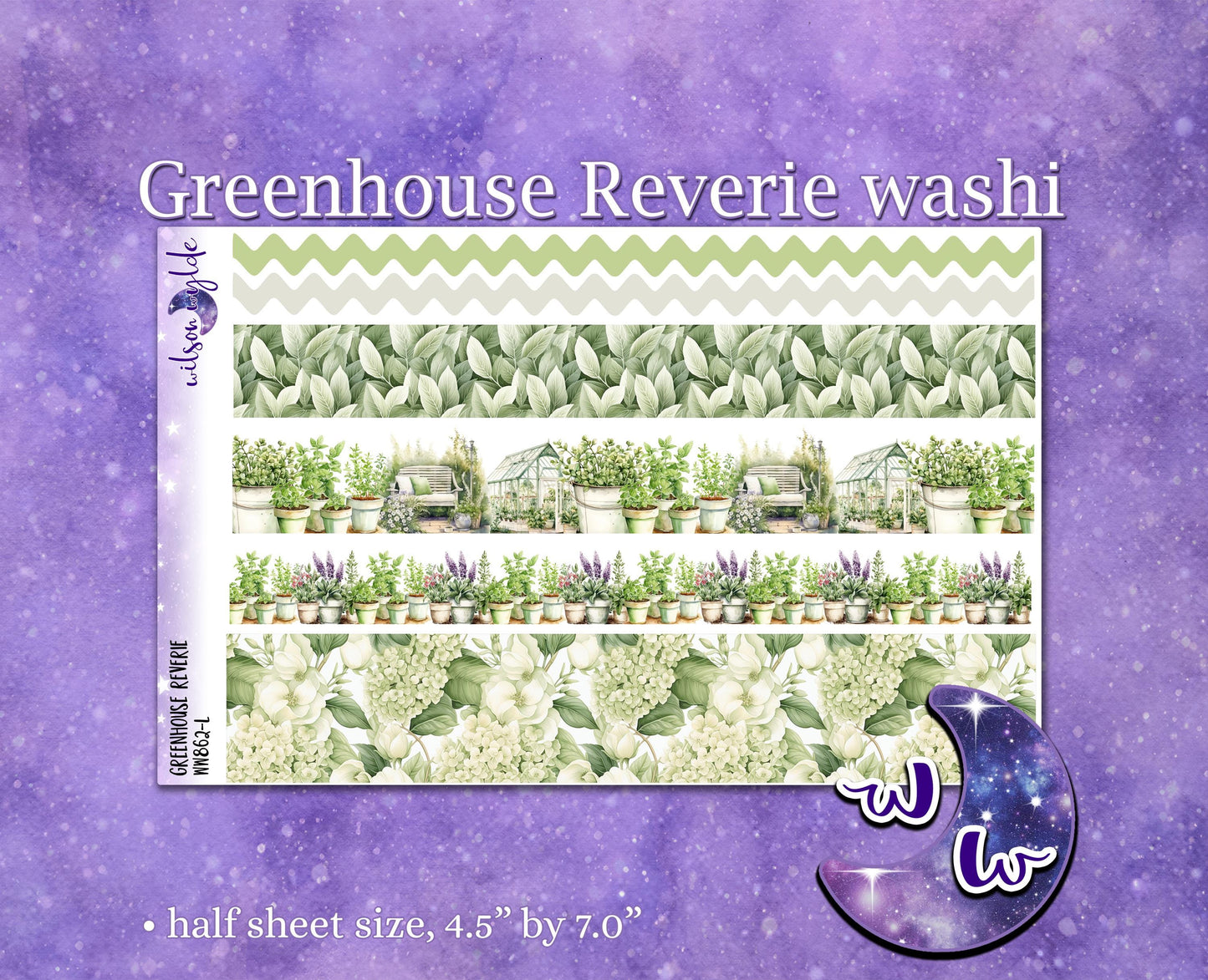 Greenhouse Reverie washi planner deco stickers, Gardening, green thumb WW862