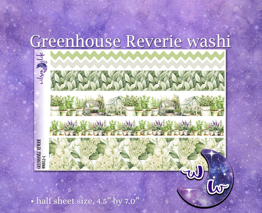 Greenhouse Reverie washi planner deco stickers, Gardening, green thumb WW862