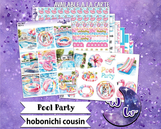 Pool Party weekly sticker kit, HOBONICHI COUSIN format, a la carte and bundle options. WW879