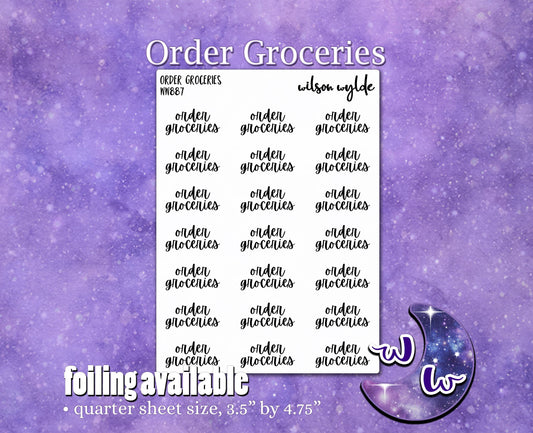 Order Groceries script planner stickers, WW887