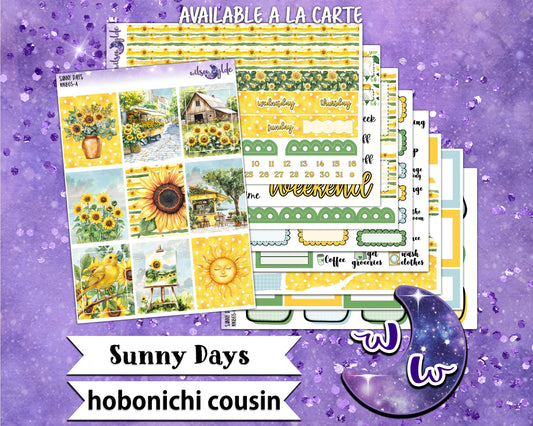 Sunny Days weekly sticker kit, HOBONICHI COUSIN format, a la carte and bundle options. WW865