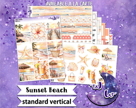 Sunset Beach weekly sticker kit, STANDARD VERTICAL format, a la carte and bundle options. WW895