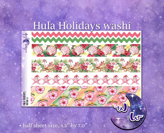 Hula Holidays washi planner deco stickers, Christmas in July WW910