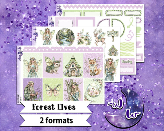 Forest Elves mini weekly sticker kit, Cousin or Standard Vertical format, a la carte and bundle options. WW918