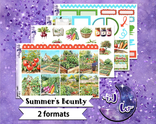 Summer's Bounty mini weekly sticker kit, Cousin or Standard Vertical format, a la carte and bundle options. WW930