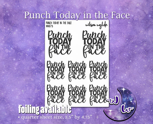 Punch Today in the Face quotes, planner stickers, WW873