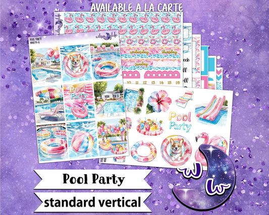 Pool Party weekly sticker kit, STANDARD VERTICAL format, a la carte and bundle options. WW879