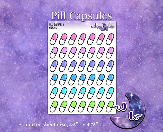Pill Capsules deco planner stickers, star rating WW883