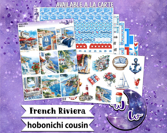 French Riviera weekly sticker kit, HOBONICHI COUSIN format, a la carte and bundle options. WW885