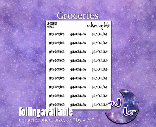 Groceries script planner stickers, WW889