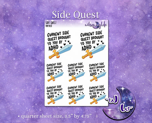 Current Side Quest Brought To You By ADHD deco planner stickers, WW901