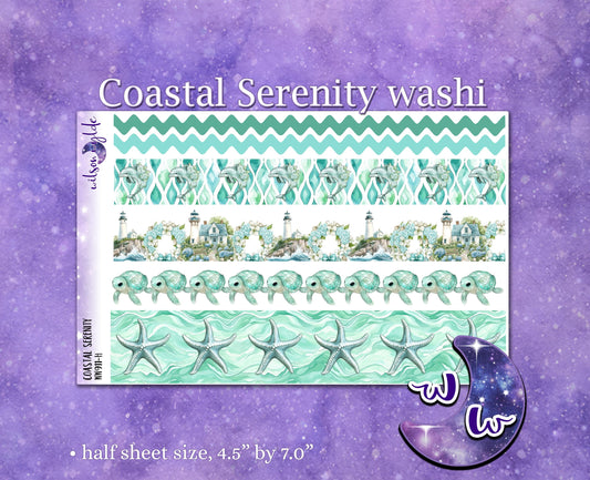 Coastal Serenity washi planner deco stickers, WW911