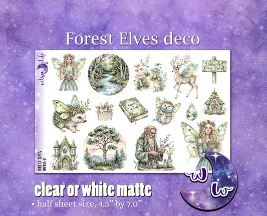Forest Elves deco planner stickers, Matte or frosted clear. WW918