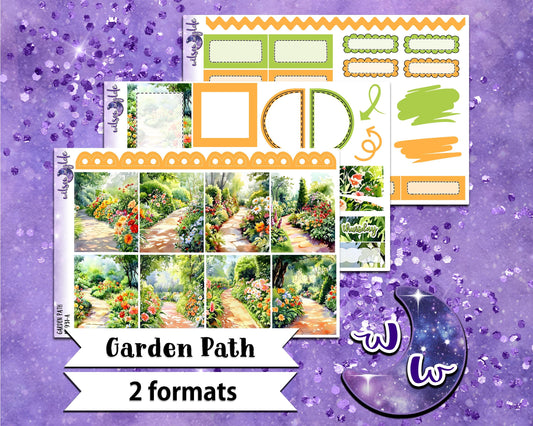 Garden Path mini weekly sticker kit, Cousin or Standard Vertical format, a la carte and bundle options. WW931