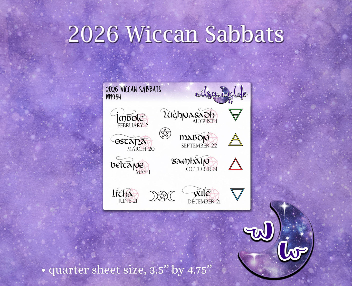 2026 Wiccan Sabbat planner stickers, WW954