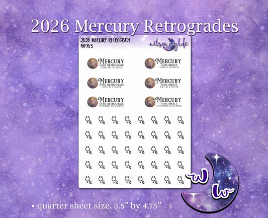 2026 Mercury Retrogrades planner stickers, WW953