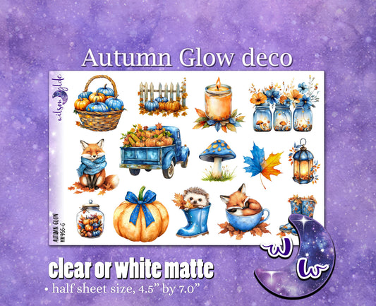 Autumn Glow deco planner stickers, Matte or frosted clear. WW956