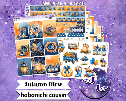 Autumn Glow weekly sticker kit, HOBONICHI COUSIN format, a la carte and bundle options. WW956
